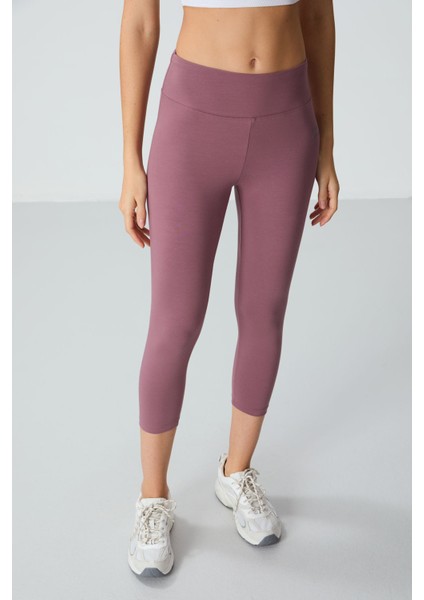 Gül Kurusu Yüksek Bel Slim Fit Dar Paça Kadın Kapri Tayt - 93097 modelleri