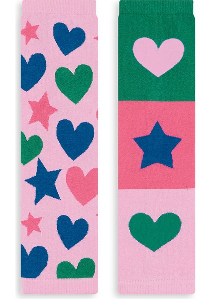 Yıldız Kalp Kız Çocuk Yeşil Pembe Tozluk modelleri