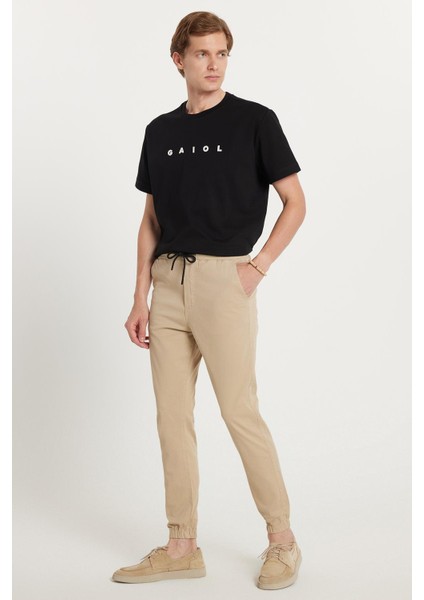 Erkek Slim Fit Dar Kesim Pamuklu Normal Bel Lastikli Paça Bej Renk Pantolon fiyatları