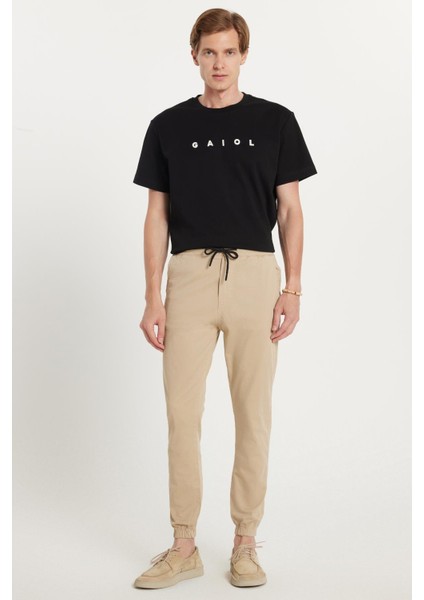 Erkek Slim Fit Dar Kesim Pamuklu Normal Bel Lastikli Paça Bej Renk Pantolon fırsatları