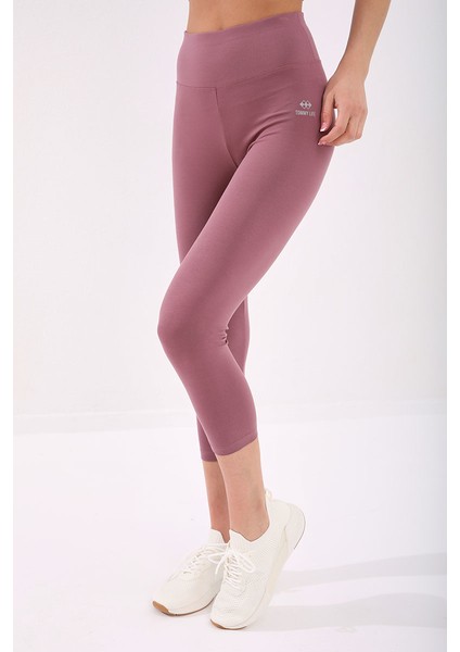 Gül Kurusu Yüksek Bel Slim Fit Dar Paça Kadın Kapri Tayt - 93097