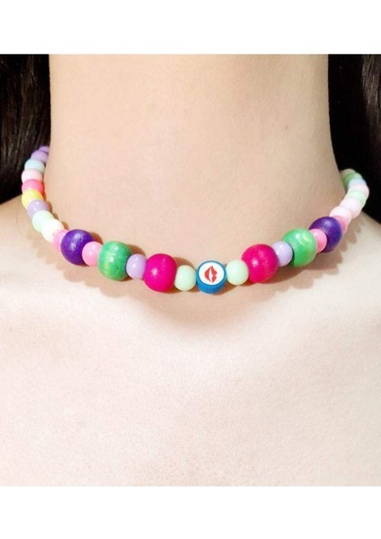 Renkli Boncuklu Emojili Çocuk Kolyesi