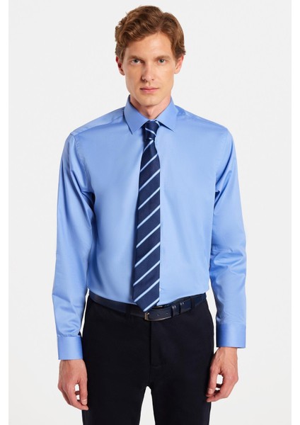Erkek Regular Fit Mavi Non-Iron Pamuklu Doğa Dostu Ekoteks Belgeli Ütü Gerektirmez Gömlek fırsatları