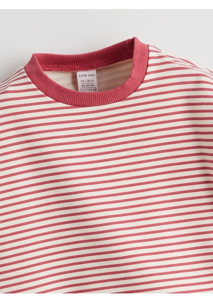 Lcw Baby Pembe Çizgili Kız Bebek Sweatshirt ve Tayt 2'li modelleri