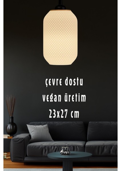 Modern Sarkıt Tekli Bohem, Avize, ( 23X27 cm ) Vegan Serisi Salon Mutfak Oturma Odası Cafe Bar