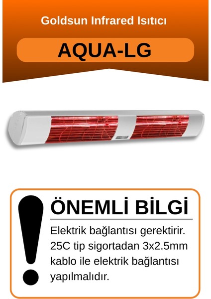 Aqua 3000 Watt GSA30LG Düşük Işıklı Kumandasız Suya Dayanıklı Elektrikli Infrared Isıtıcı-Beyaz fiyatları