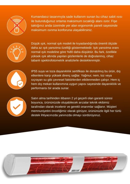 Aqua 3000 Watt GSA30LG Düşük Işıklı Kumandasız Suya Dayanıklı Elektrikli Infrared Isıtıcı-Beyaz modelleri