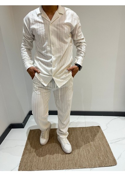 Jogger Pantolon Gömlek Takım Full Likra Yeni Model Uzun Kollu