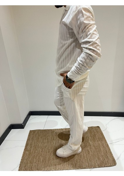 Jogger Pantolon Gömlek Takım Full Likra Yeni Model Uzun Kollu