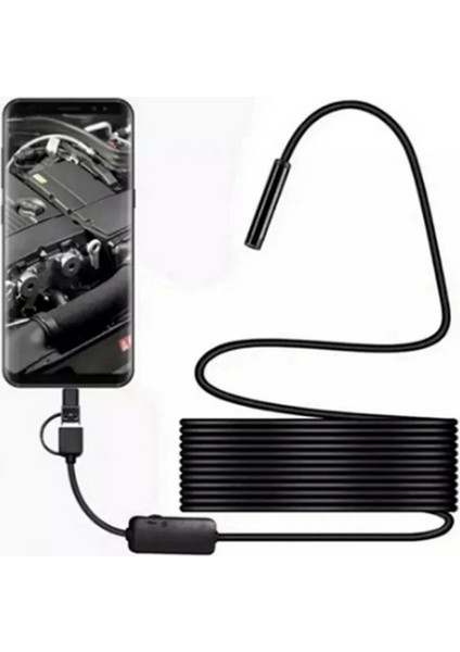 Endoskop Yılan Video Kamera Led’li 10 Metre 7 mm Sert Kablo