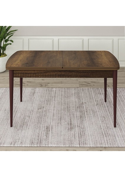 Exve Serisi 80X132 Açılabilir Ahşap Görünümlü Metal Mutfak Masası