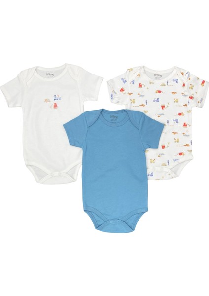 Erkek Bebek Traffic Rider Theme 3'lü Yarım Kol Badi Set Mavi 50008