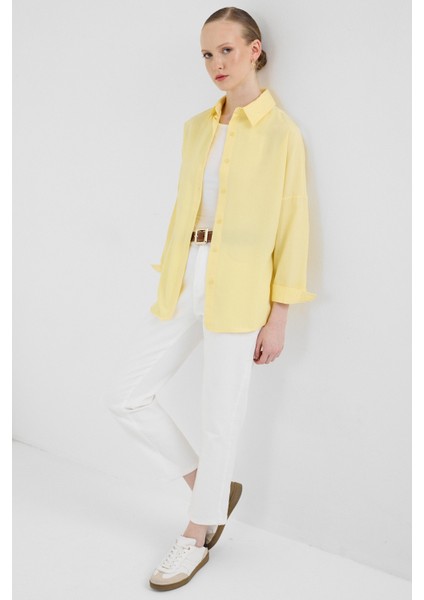 Tereyağ Sarısı Relaxed Fit Rahat Kesim Basic Gömlek 6621A modelleri