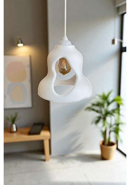 Luna Organik Formlu, Minimal Tasarımlı, Salon ve Oturma Odası Için Beyaz Sarkıt Avize