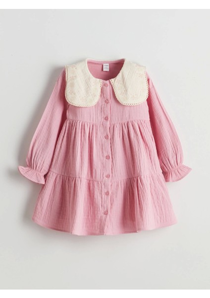 Lcw Kids Pembe Bebe Yaka Kız Çocuk Müslin Elbise
