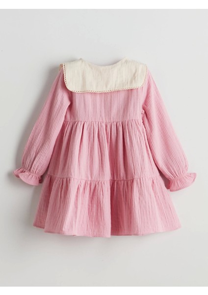 Lcw Kids Pembe Bebe Yaka Kız Çocuk Müslin Elbise fiyatları