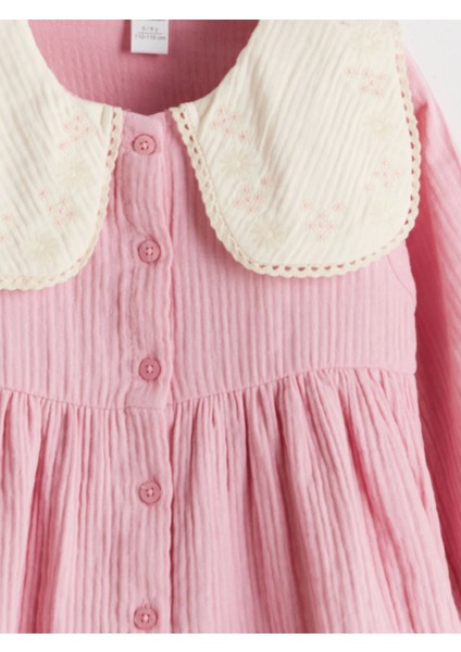 Lcw Kids Pembe Bebe Yaka Kız Çocuk Müslin Elbise modelleri