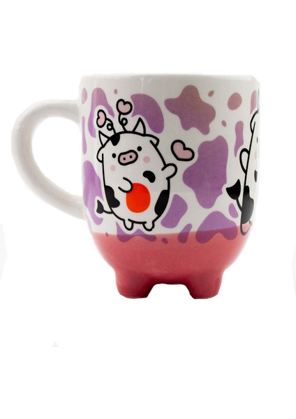 Inek Kupa 02 El Yapımı 3D Krem Parlak Kupa - El Yapımı Seramik Kupa