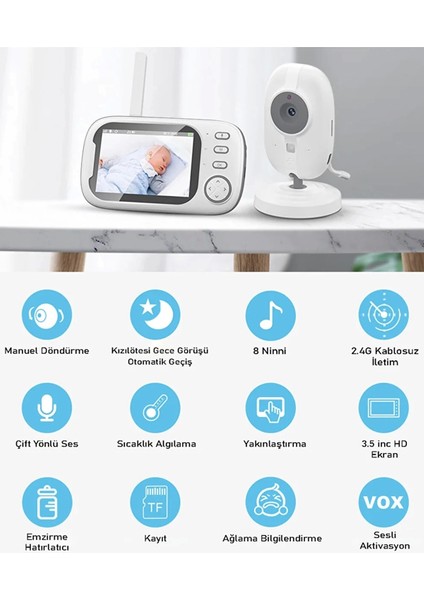 Gece Görüşlü Bebek Odası Kamera Sıcaklık Uyarısı Izleme Ekranı modelleri