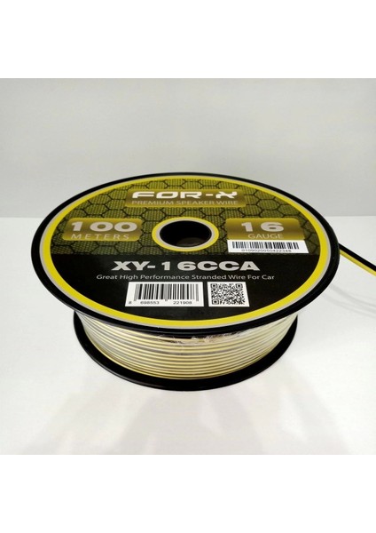 16GA Hoparlör ve Amfi Uyumlu Kaliteli Bass Kablosu, 1 Metre