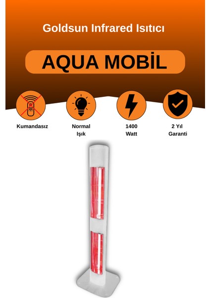 Aqua Mobil 1400 Watt GSA14VP Isısı Ayarlanabilir Elektrikli Infrared Isıtıcı-Beyaz