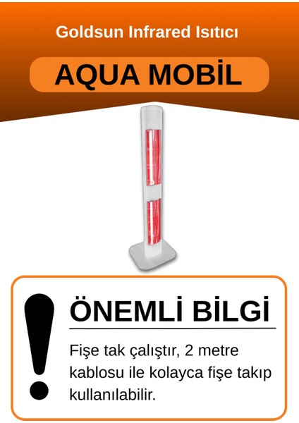 Aqua Mobil 1400 Watt GSA14VP Isısı Ayarlanabilir Elektrikli Infrared Isıtıcı-Beyaz fiyatları