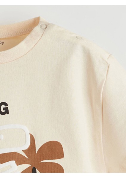 Lcw Baby Bej Dinazor Baskılı Erkek Bebek Tişört ve Pantolon 2'li fırsatları