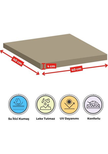 4'lı Sandalye Minderi Su Itici Kumaş 40X40 cm Sünger Sandalye Minderi Bağcıklı fırsatları