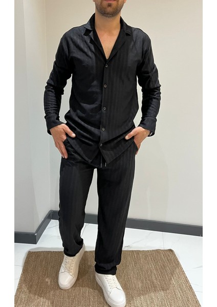 Jogger Pantolon Gömlek Takım Full Likra Yeni Model Uzun Kollu