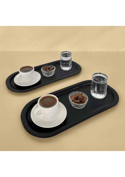 Home 2'li Oval Sunumluk Tepsi - Mat Siyah
