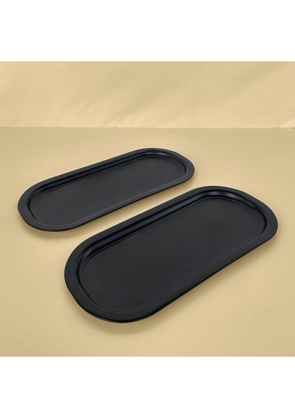 Home 2'li Oval Sunumluk Tepsi - Mat Siyah modelleri