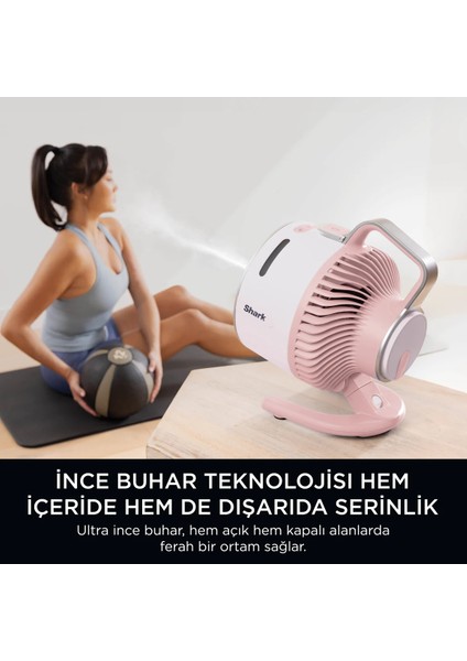 Flexbreeze Hydrogo Buharlı Şarjlı Pembe Masaüstü Vantilatör