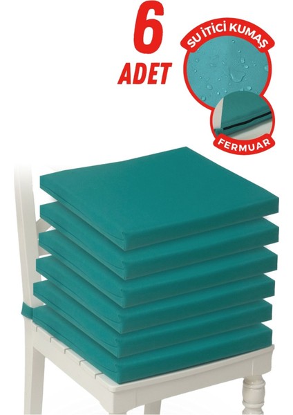 4'lı Sandalye Minderi Su Itici Kumaş 40X40 cm Sünger Sandalye Minderi Bağcıklı
