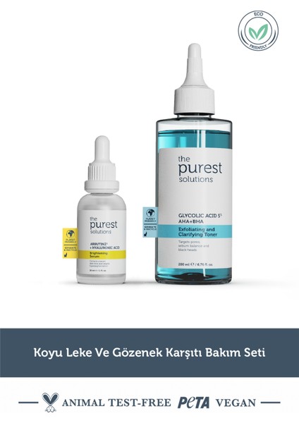 Karma Ciltler İçin Arbutin Serum ve Aydınlatıcı Tonik Seti - Sebum Dengeleyici İkili Set