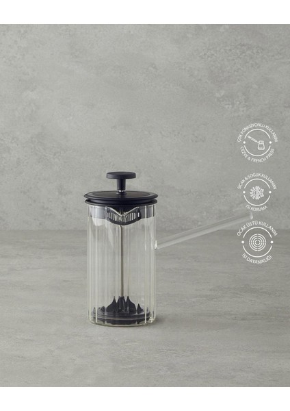 Borosilikat Optikli French Press ve Cezve 2si 1 Arada 450ML