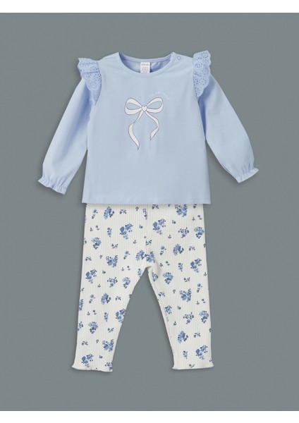 Lcw Baby Mavi Kurdele Detaylı Kız Bebek Bluz ve Tayt 2'li modelleri