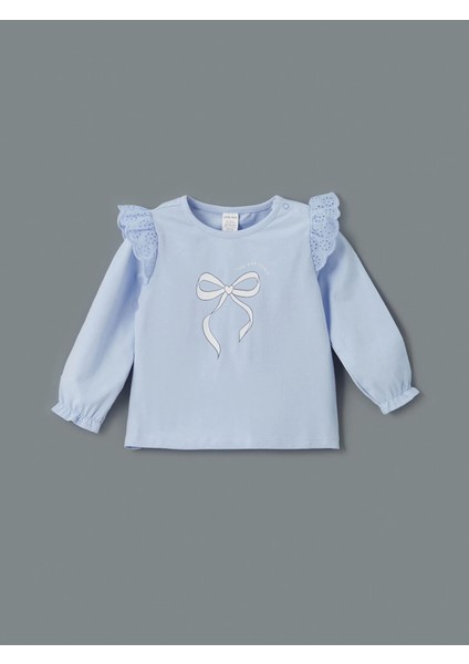 Lcw Baby Mavi Kurdele Detaylı Kız Bebek Bluz ve Tayt 2'li fırsatları