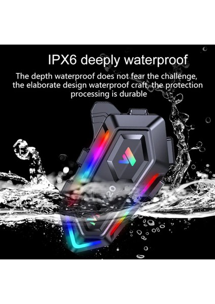 Y20 Motosiklet Bluetooth Kulaklık, 5.3 Çağrı, Gürültü Önleyici, Rgb Işık, Su Geçirmez