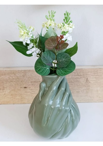 Vazo El Şekilli Vazo Dekoratif Vazo Büyük Boy Mint Yeşili Renk Yükseklik 18 cm Çap 12 cm Parlak. fiyatları