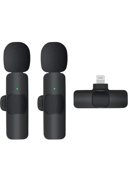 K9 Kablosuz Yaka Mikrofonu Lightning 2’li Mini Mikrofon Youtube Tik Tok 2 Adet