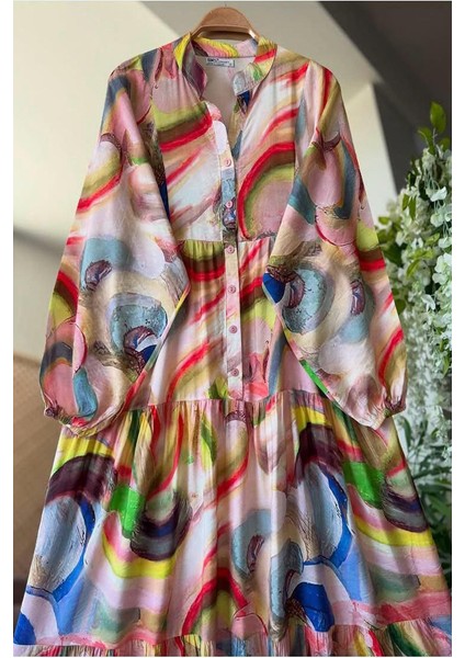 Renkli Yarım Patlı Tam Boy Elbise fiyatları