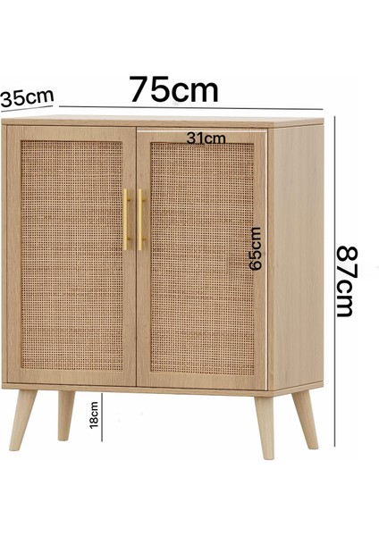 Rattan (Jüt Kumaş) Kapaklı Çok Amaçlı Dolap – %100 Mdf, Şık ve Dayanıklı, 75 cm Genişlik, Mutfak – Salon – Antre Kullanımına Uygun fırsatları