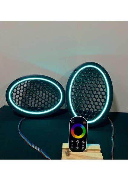 Dokunmatik Neon Işıklı Oval Hoparlör Kapağı 2’li Takım, 6x9 Boyut
