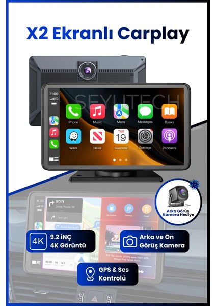 9.2 Inç 4K Ekranlı, Dokunmatik, Araç Içi Çok Fonksiyonlu Kamera Destekli Ekran