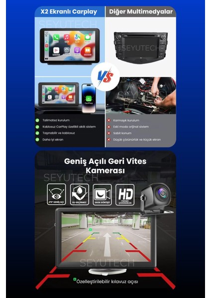 9.2 Inç 4K Ekranlı, Dokunmatik, Araç Içi Çok Fonksiyonlu Kamera Destekli Ekran modelleri