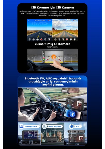 9.2 Inç 4K Ekranlı, Dokunmatik, Araç Içi Çok Fonksiyonlu Kamera Destekli Ekran fırsatları