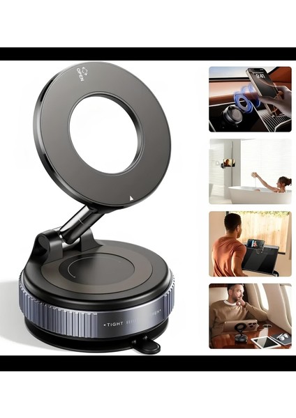 360° Döner Manyetik Telefon Tutucu Araç Içi Vakumlu Cam Vakum Standı Masa Üstü Mobil Telefon Stant