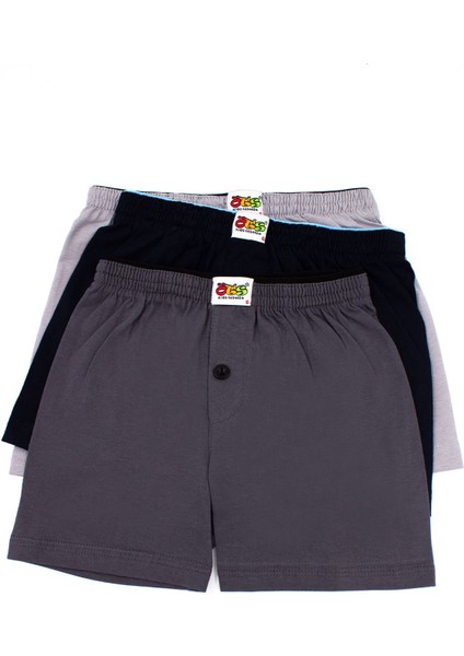 Erkek Çocuk Boxer 3'lü Düğmeli (%100 Pamuk)