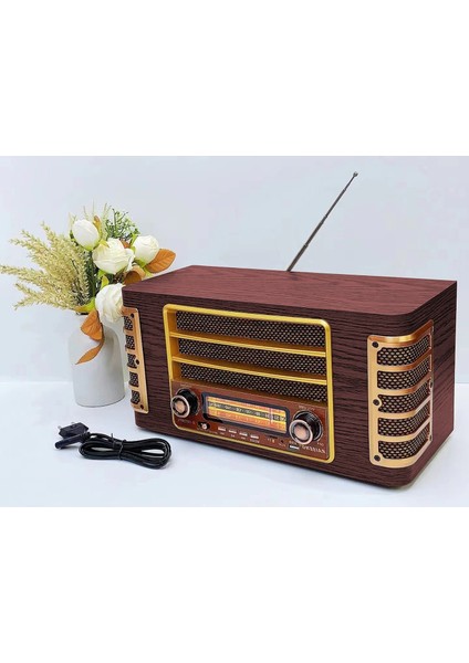 Midi Boy Retro Tasarımlı Bluetooth Hoparlör Radyo, Usb/tf Kart Destekli, Pil ile Çalışan, Teleskopik Antenli, Tip-C Şarjlı 34 x 18 x 17 cm (CZ-1973 - Bordo) fırsatları