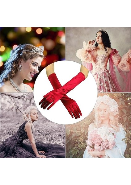 uzun Boy Ekstra Parlak Saten Eldiven Kırmızı Renk fiyatları